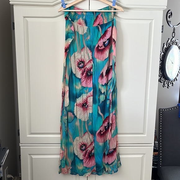 EUC Xhilaration turquoise floral maxi dress - Picture 5 of 10